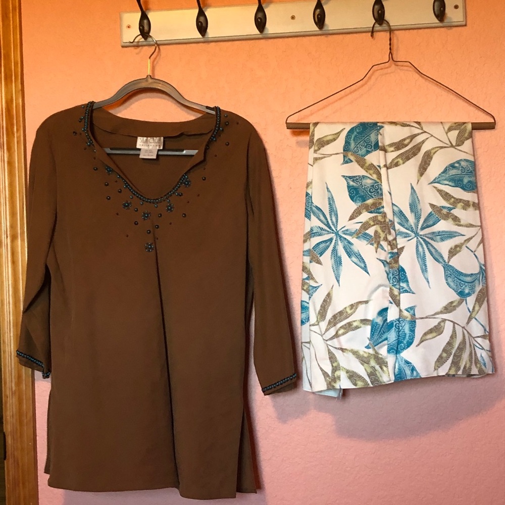 3/4 sleeve tunic with patterned pant